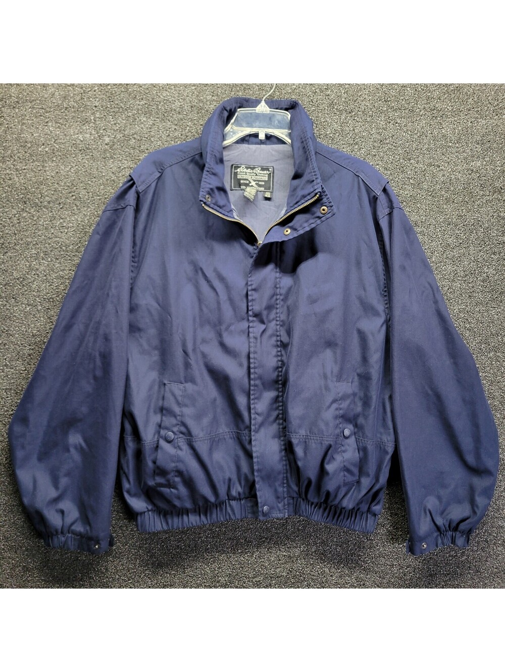 Eddie Bauer Men's Sz M Warm Winter Navy Bomber Jacket w/ Packable Hood